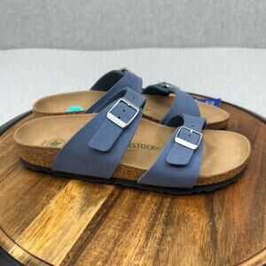Birkenstock Sydney Sandals Women's 8 (39) Narrow Navy Blue Birkibuc Vegan
